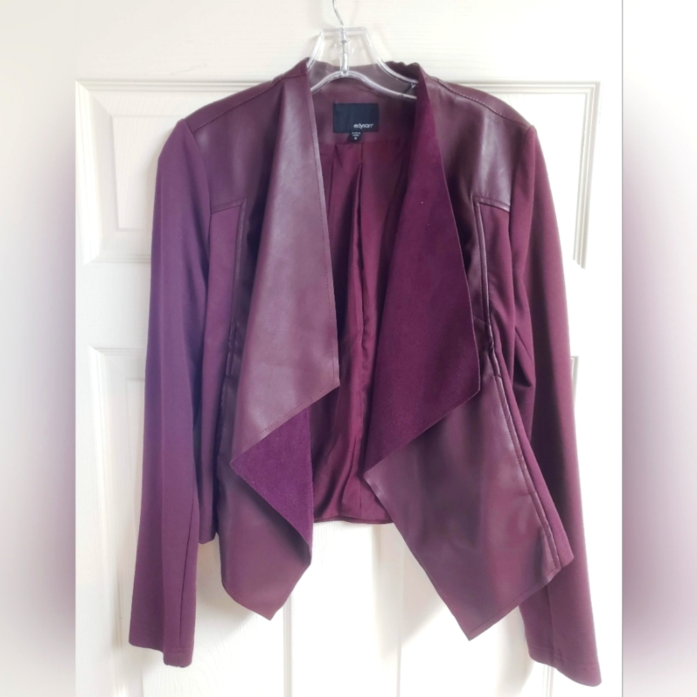 Mixed fabric blazer